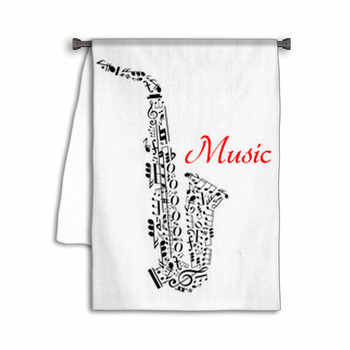 Saxophone With Musical Notes Towel