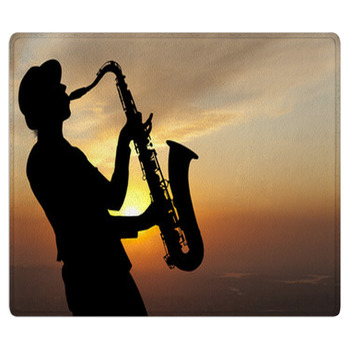 Saxophonist At Sunset Bath Mat
