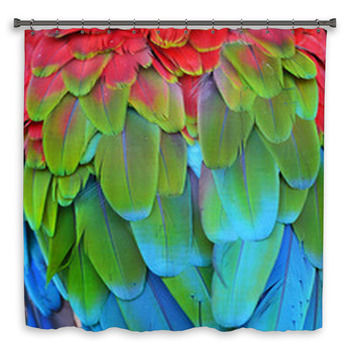 Scarlet Macaw Feathers Shower Curtain