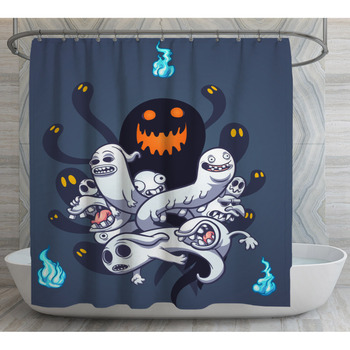 Scary Entangled Halloween Ghosts With Shower Curtain