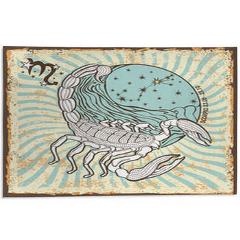 Scorpio Zodiac Sign.Vintage Horoscope Card Area Rug