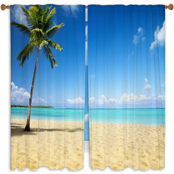 Sea And Coconut Palm Custom Size Window Curtain