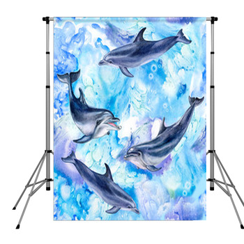 Sea Blue Seamless Pattern With Pole Pocket Backdrop