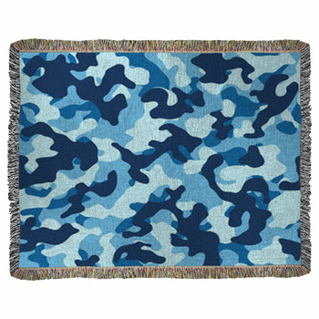 Sea Camouflage Seamless Pattern Woven Throw Blanket