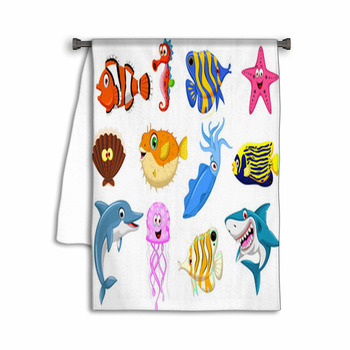 Sea Life Cartoon Set Towel