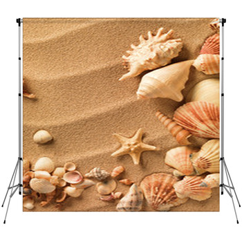 Sea Shells With Sand As Background Fleece Backdrop