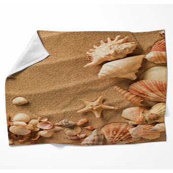 Sea Shells With Sand As Background Woven Throw Blanket