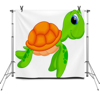 Sea Turtle Cartoon Fleece Backdrop