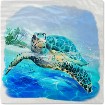 Sea Turtle Floats Watercolor Drawing Baby Blanket