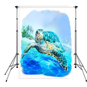 Sea Turtle Floats Watercolor Pole Pocket Backdrop