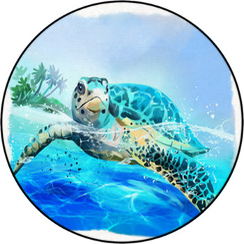 Sea Turtle Floats Watercolor Drawing Round Rug