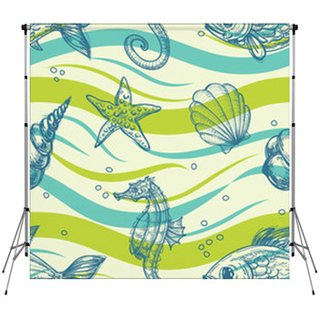 Sea Vector Pattern Custom Size Backdrop