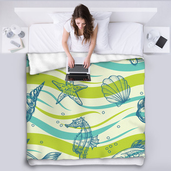Sea Vector Pattern Fleece Blanket
