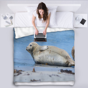 Seal On A Beach - Helgoland, Germany Fleece Blanket