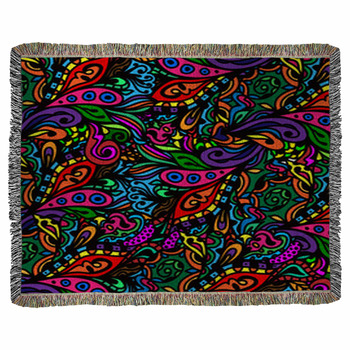 Seamless Abstract Hand-drawn Waves Woven Throw Blanket