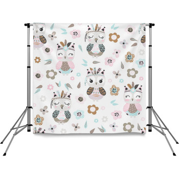 Seamless Background With Cartoon Pole Pocket Backdrop