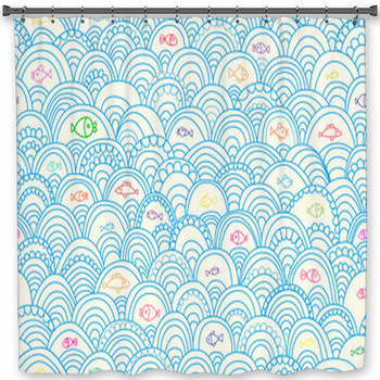 Seamless Background With Fish Custom Size Shower Curtain