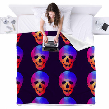 Seamless Background With Geometric Fleece Bed Blanket