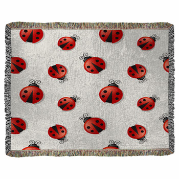 Seamless Background With Ladybugs. Woven Throw Blanket