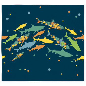 Seamless Background With Sharks Custom Size Floor Mat