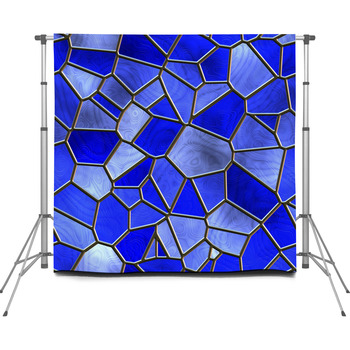 Seamless Blue Stained Glass Pattern Custom Size Backdrop