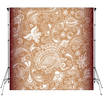 Seamless Brown Floral Pattern Custom Size Backdrop