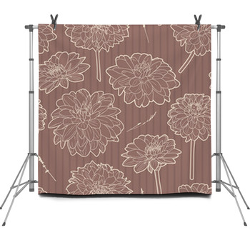 Seamless Brown Vintage Floral Pattern Fleece Backdrop