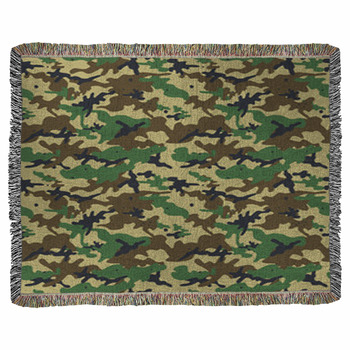 Seamless Camouflage Pattern Woven Throw Blanket