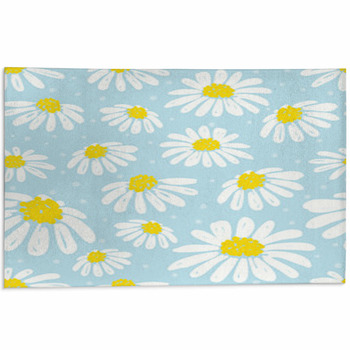 Seamless Daisy Pattern Vector Background With Area Rug