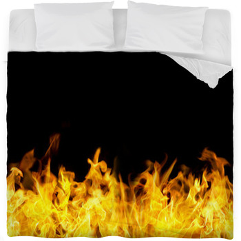 Seamless Fire Flames Border Fleece Bed Blanket