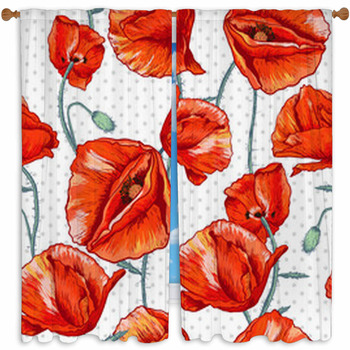Seamless Floral Background Custom Size Window Curtain