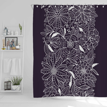 Seamless Floral Ornament. Shower Curtain
