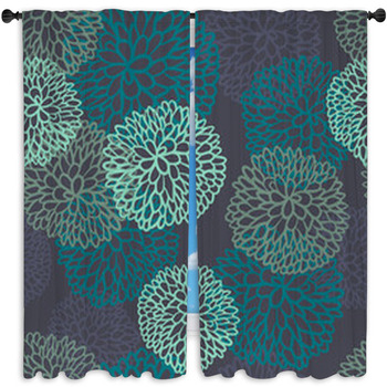 Seamless Flowers Standard Size Window Curtains
