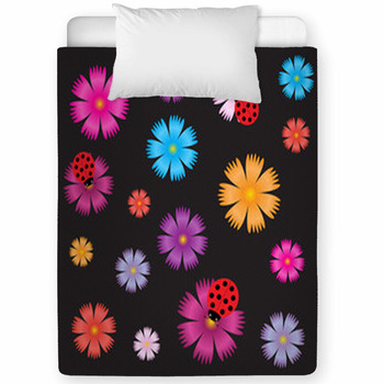 Seamless Ladybugs And Flowers. Toddler Comforter