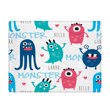 Seamless Monster Pattern Vector Illustration Bath Mat