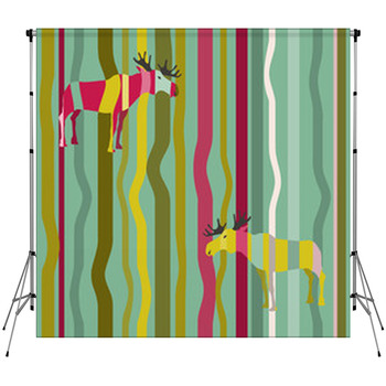 Seamless Moose In The Forest Fleece Backdrop