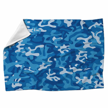 Seamless Navy Blue Military Camouflage Fleece Blanket
