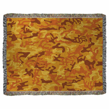 Seamless Orange Red Yellow Military Woven Throw Blanket