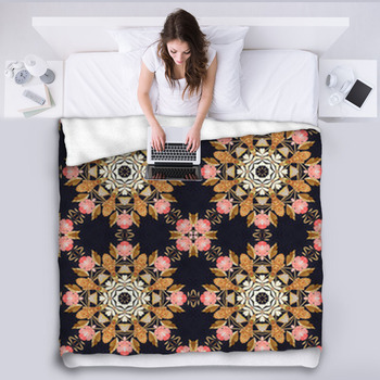 Seamless Ornament, Straw And Bark On Fleece Blanket
