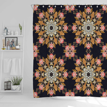 Seamless Ornament, Straw And Bark On Shower Curtain