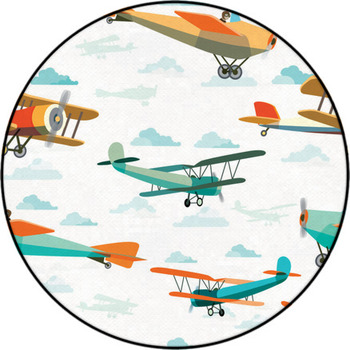 Seamless Pattern From Retro Airplanes Round Rug