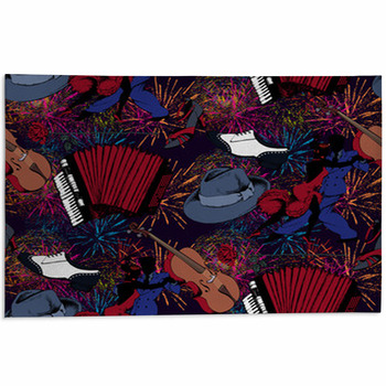 Seamless Pattern Holidays And Fireworks Couple Area Rug