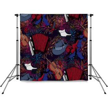 Seamless Pattern Holidays And Pole Pocket Backdrop