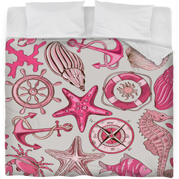 Seamless Pattern Of Sea Animals And Fleece Bed Blanket