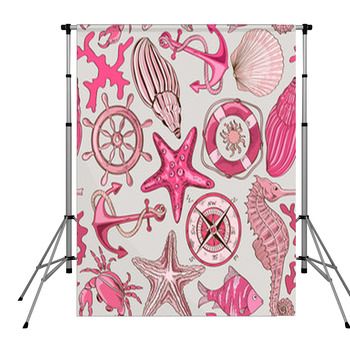 Seamless Pattern Of Sea Animals Pole Pocket Backdrop