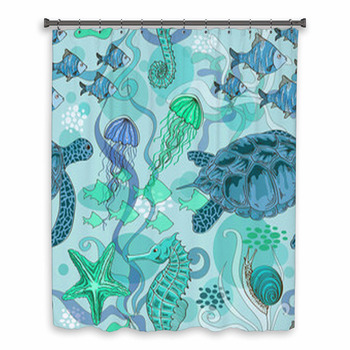 Seamless Pattern Of Sea Custom Size Shower Curtain