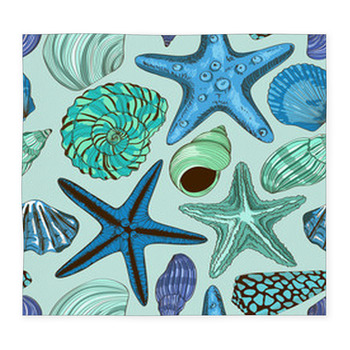Seamless Pattern Of Seashells And Custom Size Floor Mat
