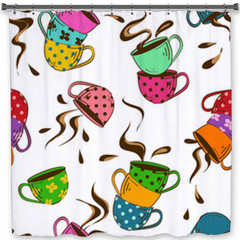 Seamless Pattern Of Teacups Shower Curtain