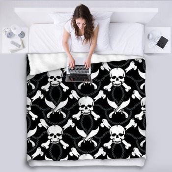 Seamless Pattern Pirate Skulls Fleece Blanket