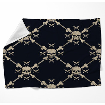 Seamless Pattern Pirate Skulls Woven Throw Blanket
